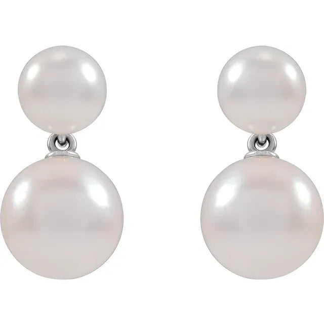 Double Pearl Dangle Earrings