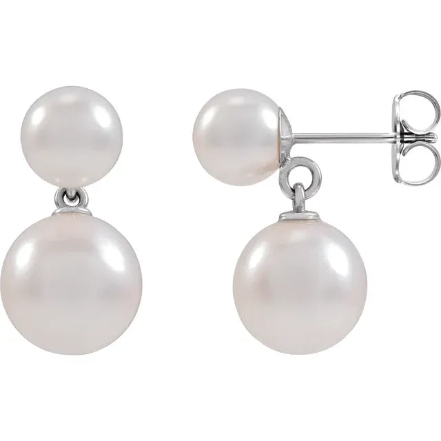 Double Pearl Dangle Earrings