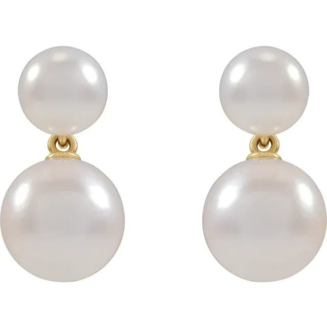 Double Pearl Dangle Earrings