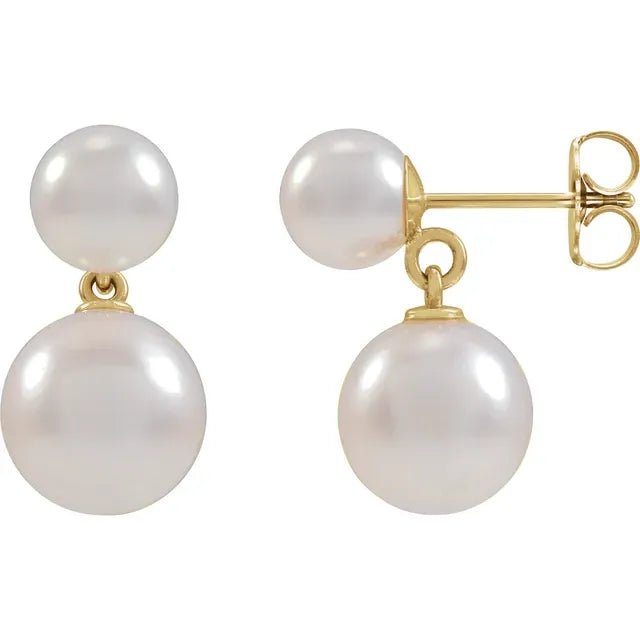 Double Pearl Dangle Earrings