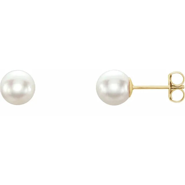 Cultured White Akoya Pearl Earrings