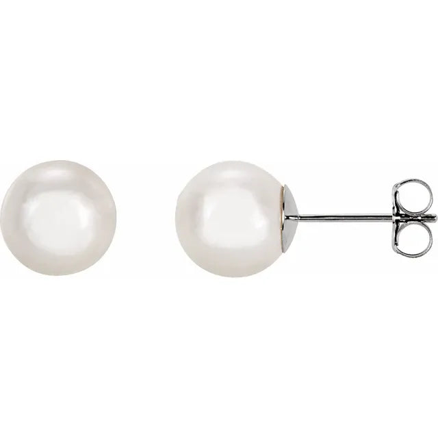 Cultured White Akoya Pearl Earrings
