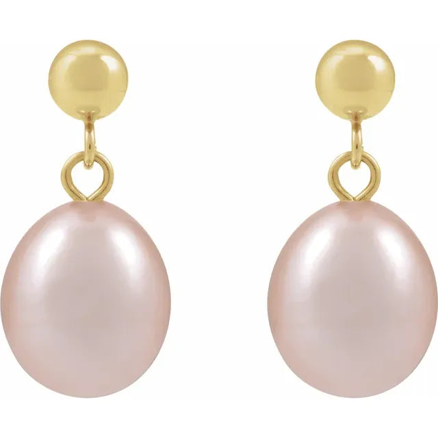 Pink Pearl Dangle Earrings