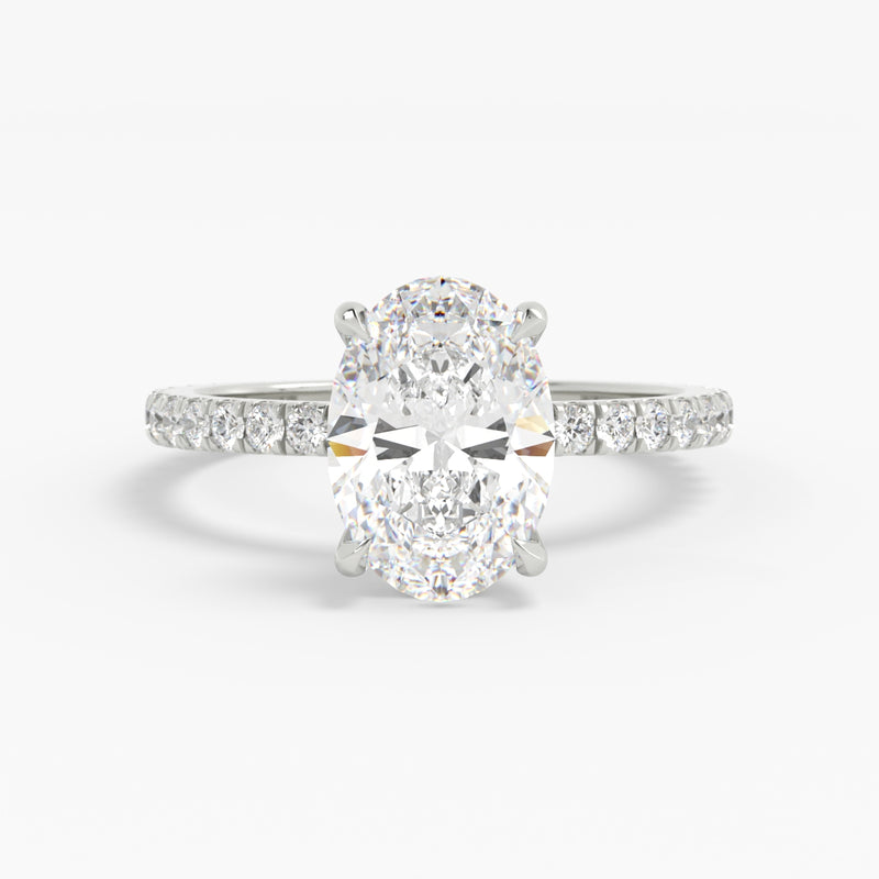 Shown with 2ct (10x7mm) Moissanite