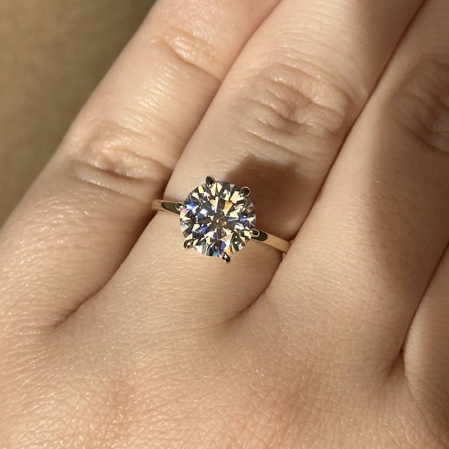Shown with 3ct Moissanite on Hand Size 6