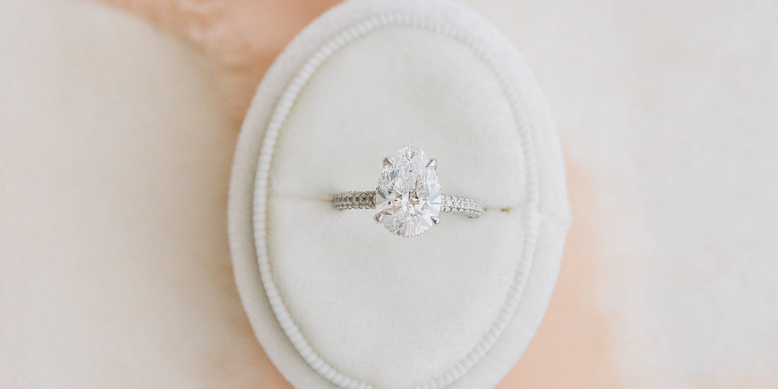 3 carat pear diamond custom White gold engagement ring