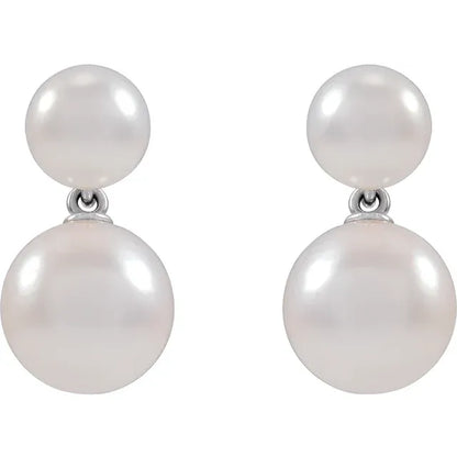 Double Pearl Dangle Earrings