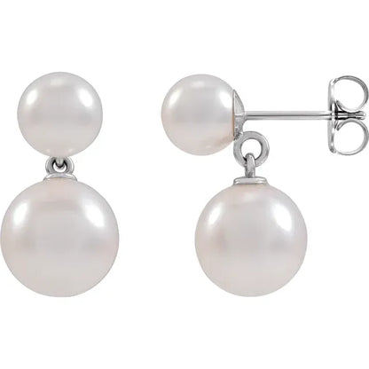 Double Pearl Dangle Earrings