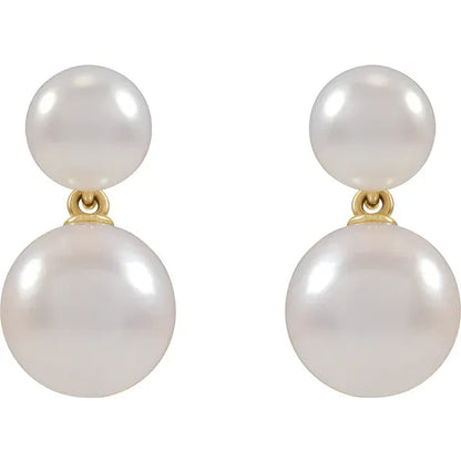 Double Pearl Dangle Earrings