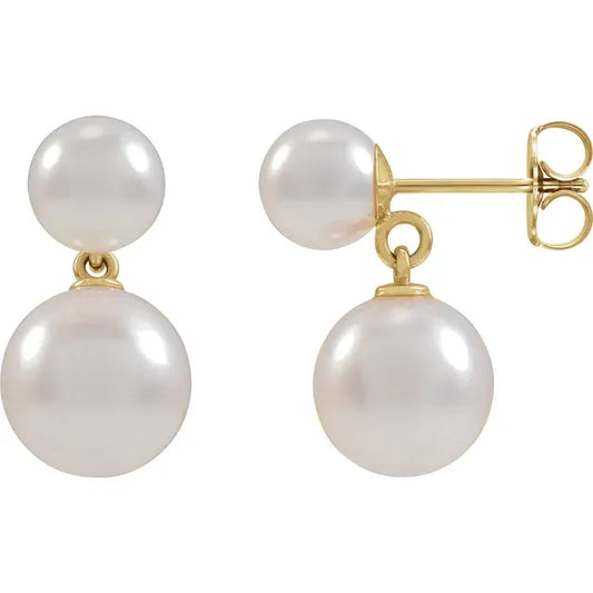 Double Pearl Dangle Earrings