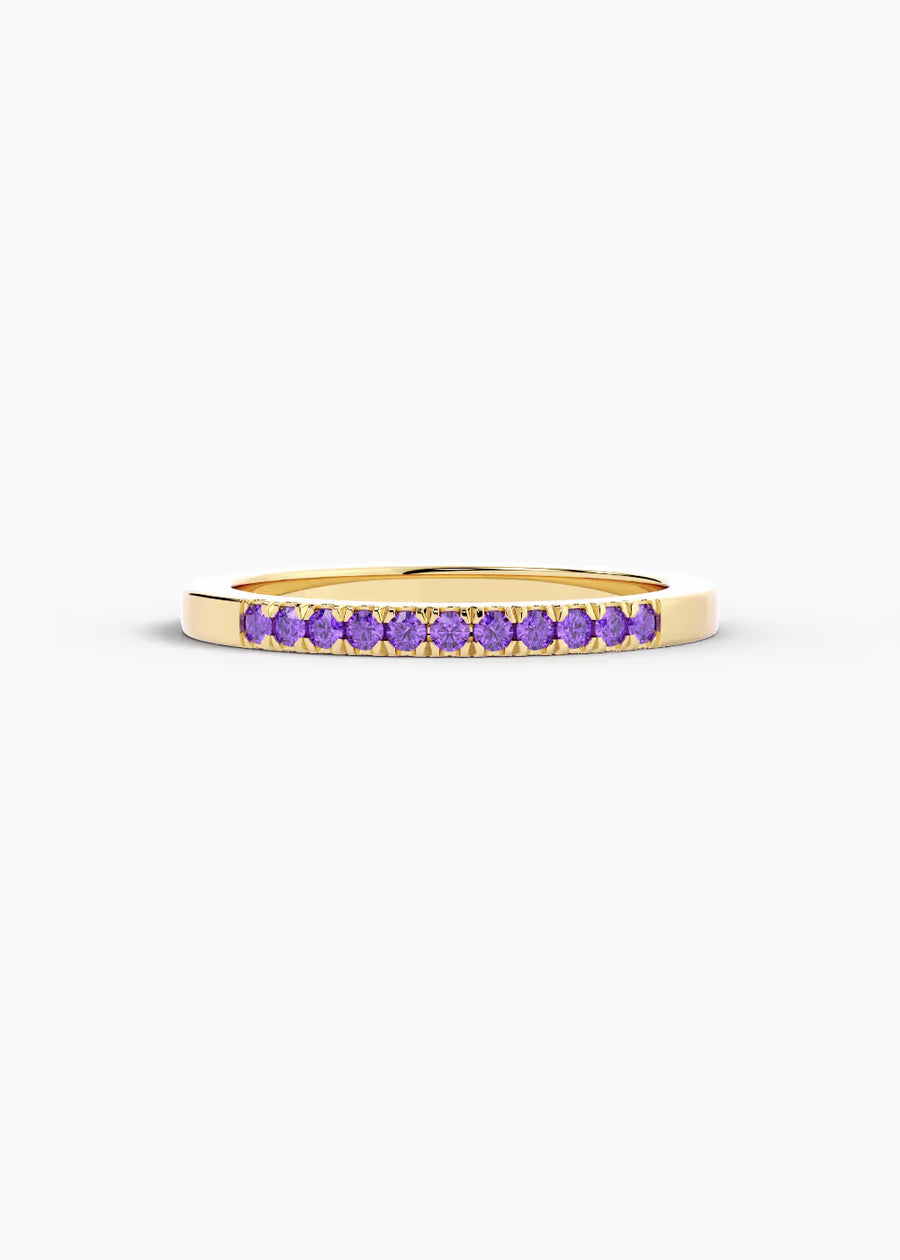 YG: Amethyst: 14k yellow gold Amethyst stackable birthstone ring (view 1)