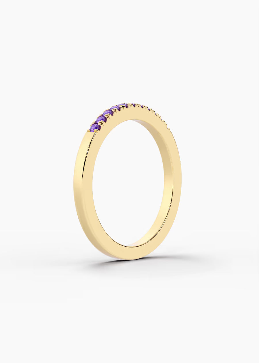 YG: Amethyst: 14k yellow gold Amethyst stackable birthstone ring (view 2)