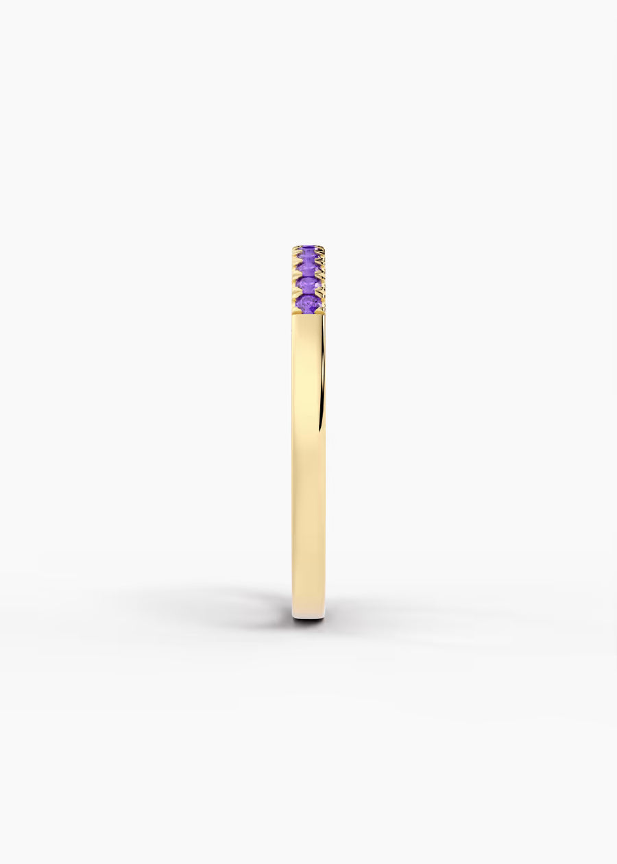 YG: Amethyst: 14k yellow gold Amethyst stackable birthstone ring (view 3)