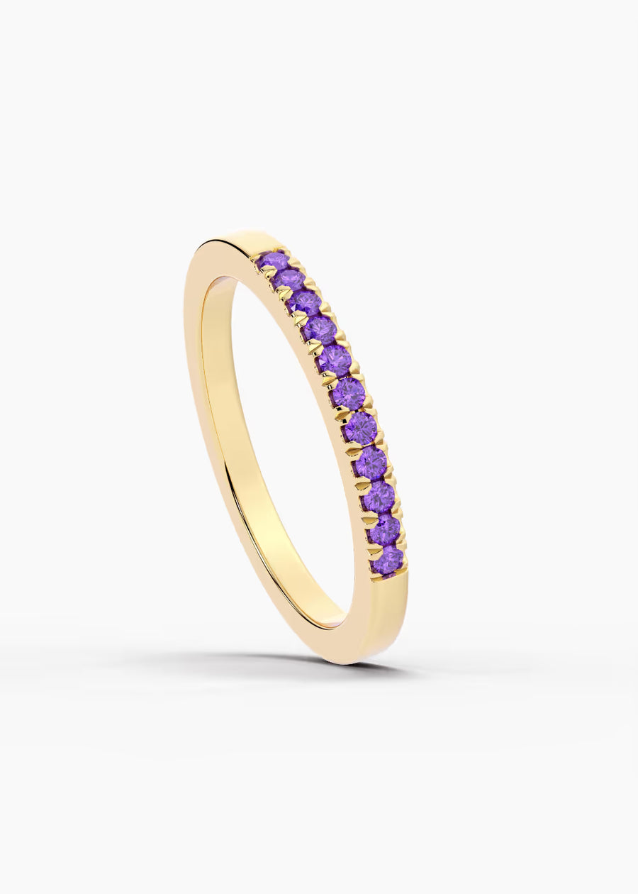 YG: Amethyst: 14k yellow gold Amethyst stackable birthstone ring (view 4)
