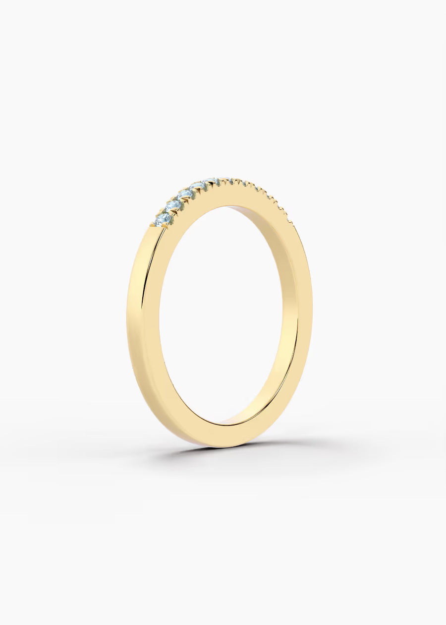 YG: Aquamarine: 14k yellow gold Aquamarine stackable birthstone ring (view 2)