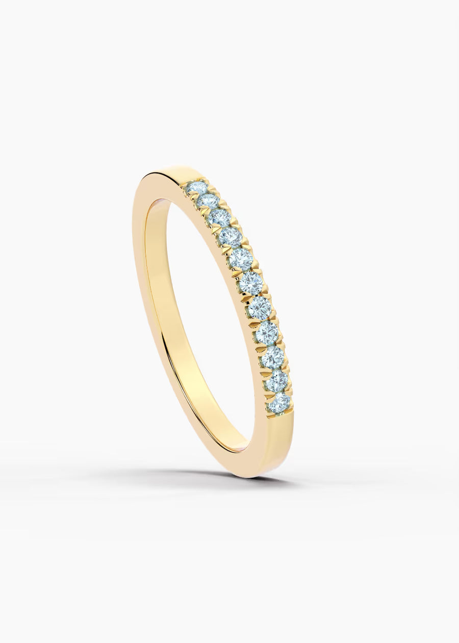 YG: Aquamarine: 14k yellow gold Aquamarine stackable birthstone ring (view 4)