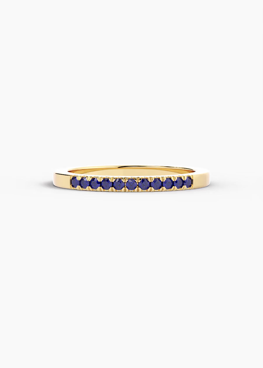 YG: Blue Sapphire: 14k yellow gold Blue Sapphire stackable birthstone ring (view 1)