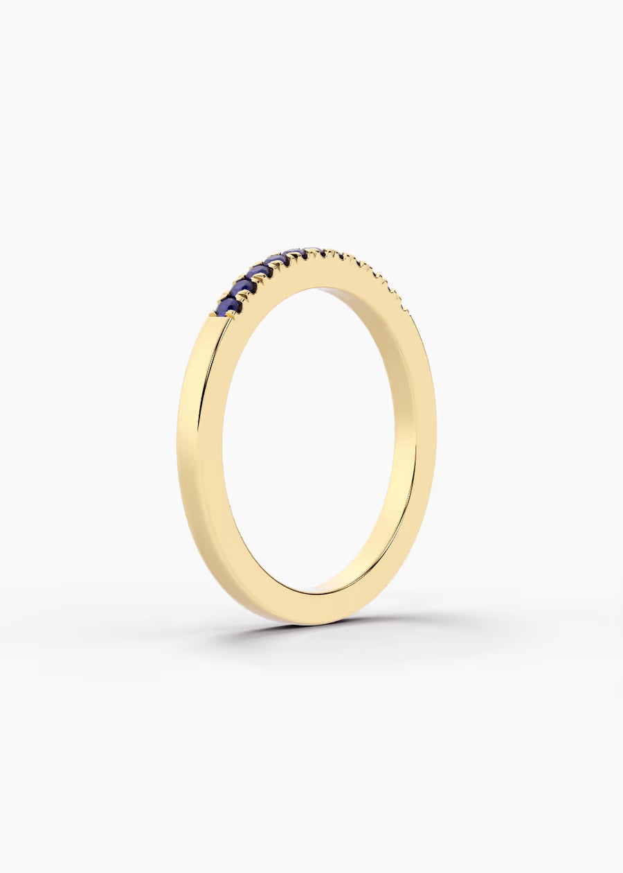 YG: Blue Sapphire: 14k yellow gold Blue Sapphire stackable birthstone ring (view 2)