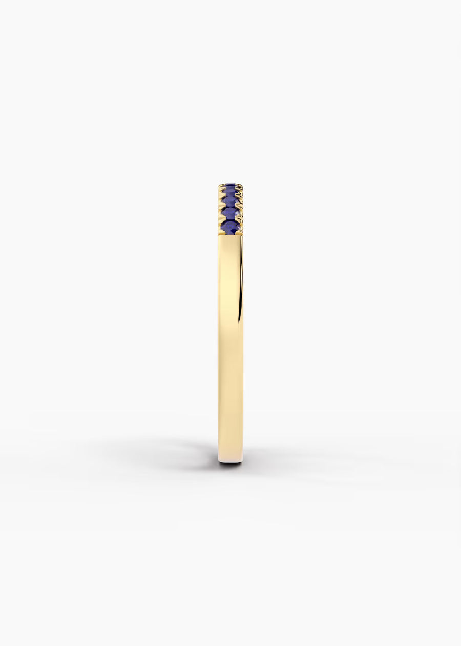 YG: Blue Sapphire: 14k yellow gold Blue Sapphire stackable birthstone ring (view 3)