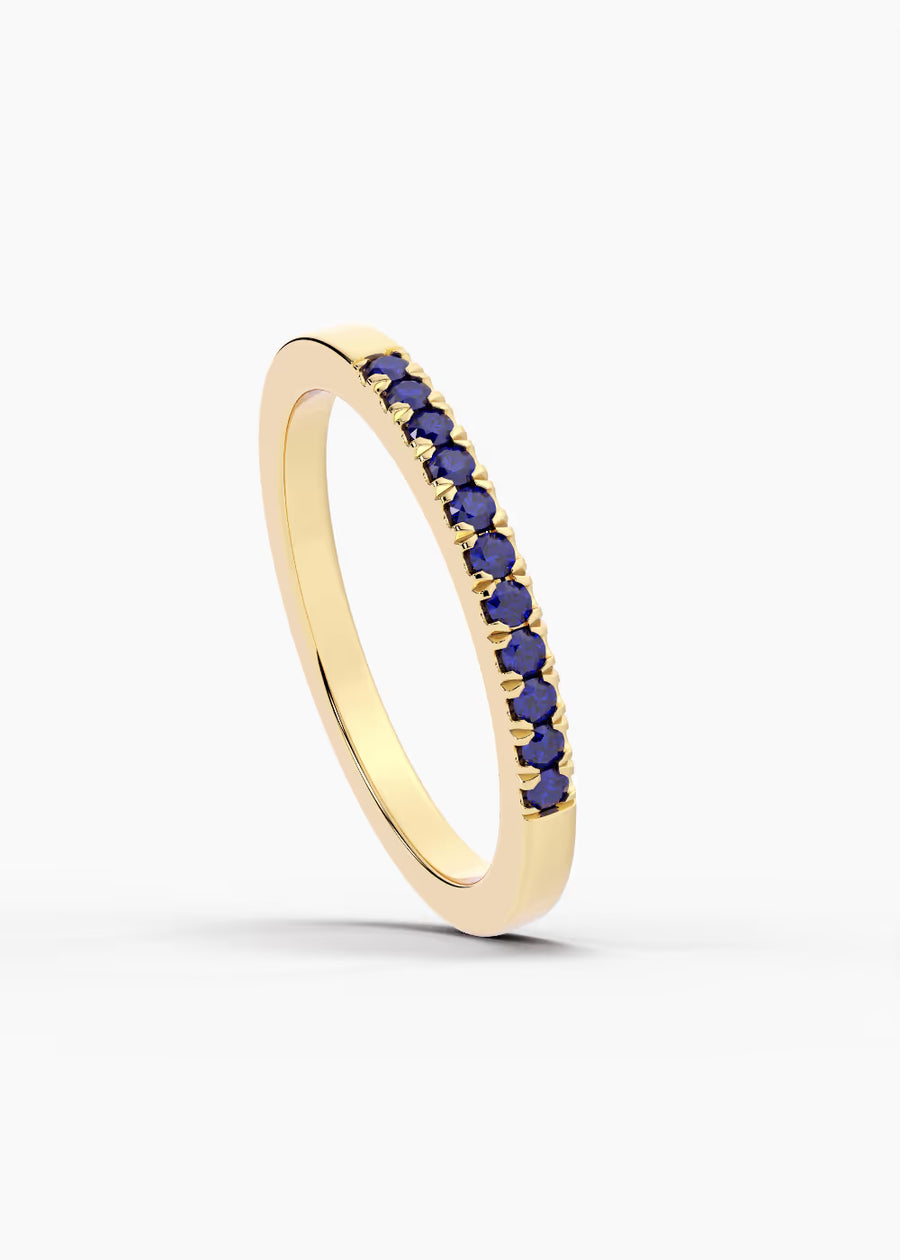 YG: Blue Sapphire: 14k yellow gold Blue Sapphire stackable birthstone ring (view 4)