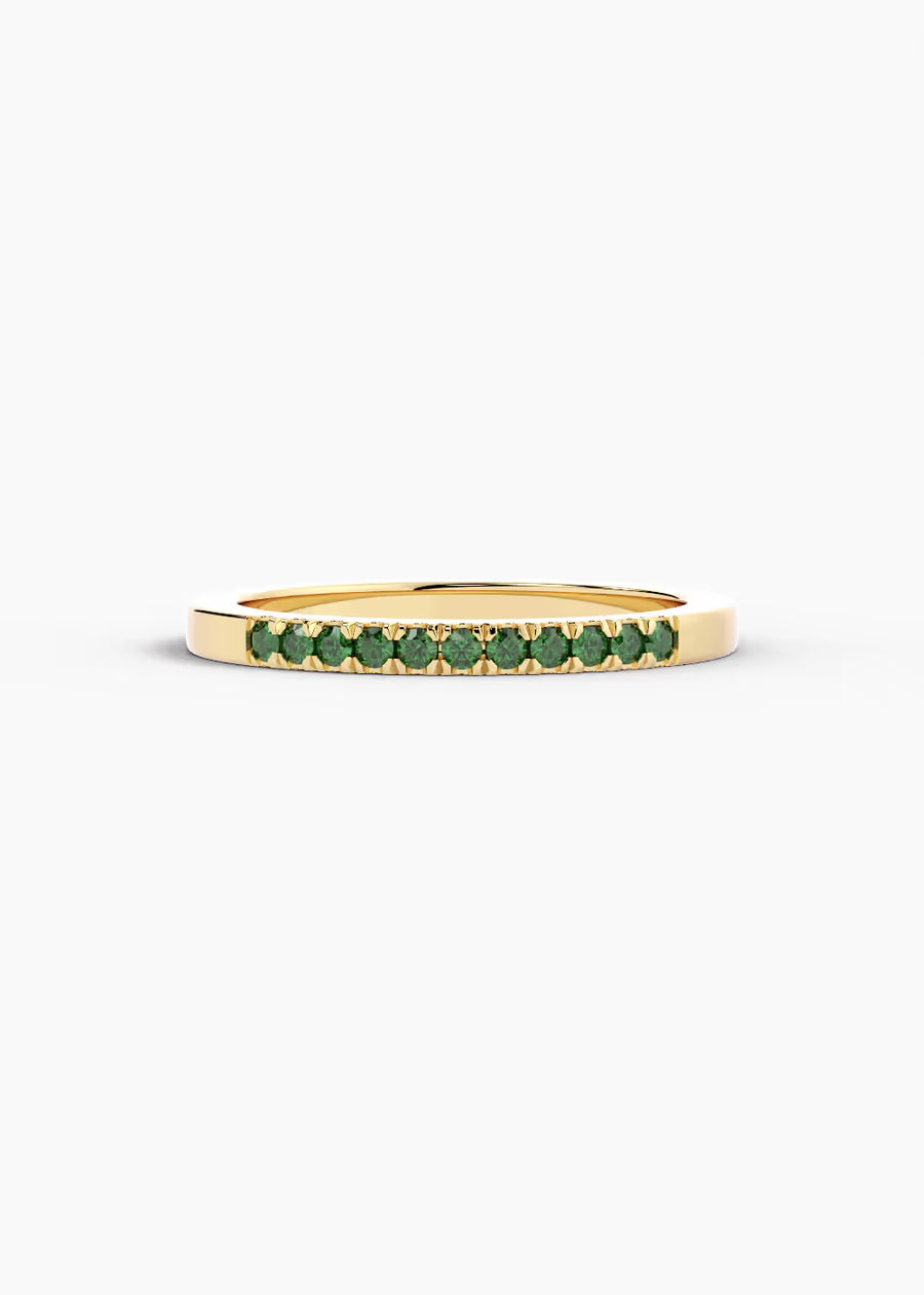 YG: Emerald: 14k yellow gold Emerald stackable birthstone ring (view 1)