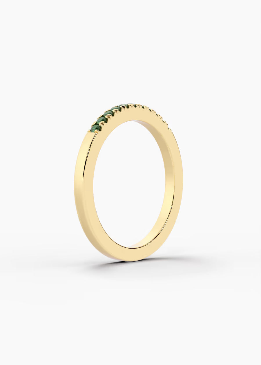YG: Emerald: 14k yellow gold Emerald stackable birthstone ring (view 2)