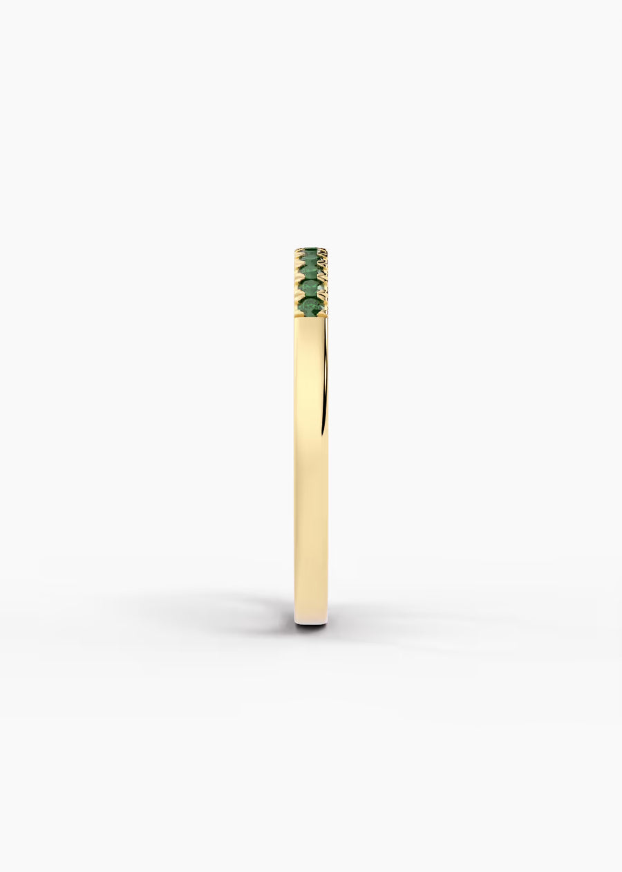 YG: Emerald: 14k yellow gold Emerald stackable birthstone ring (view 3)