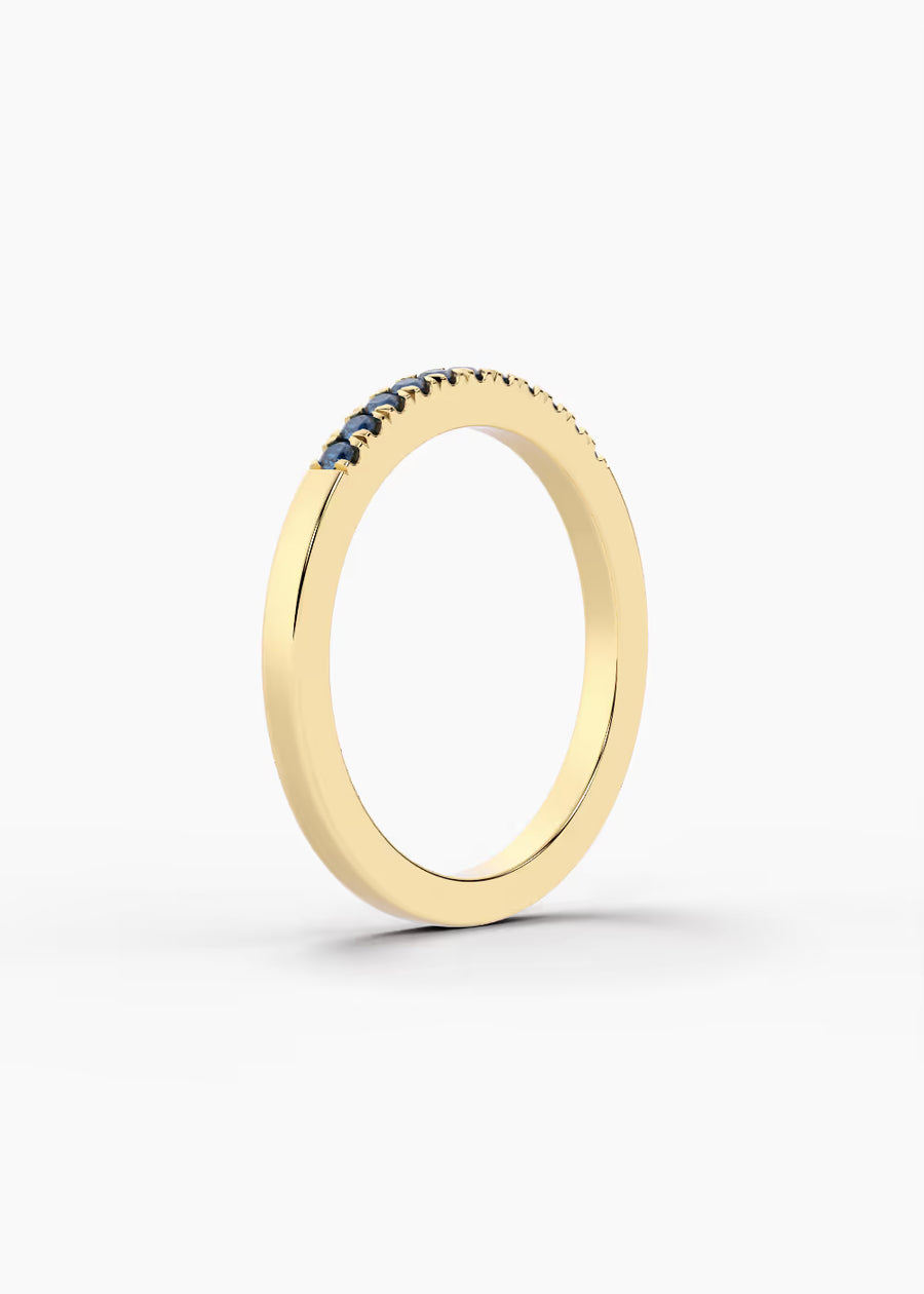 YG: London Blue Topaz: 14k yellow gold London Blue Topaz stackable birthstone ring (view 2)