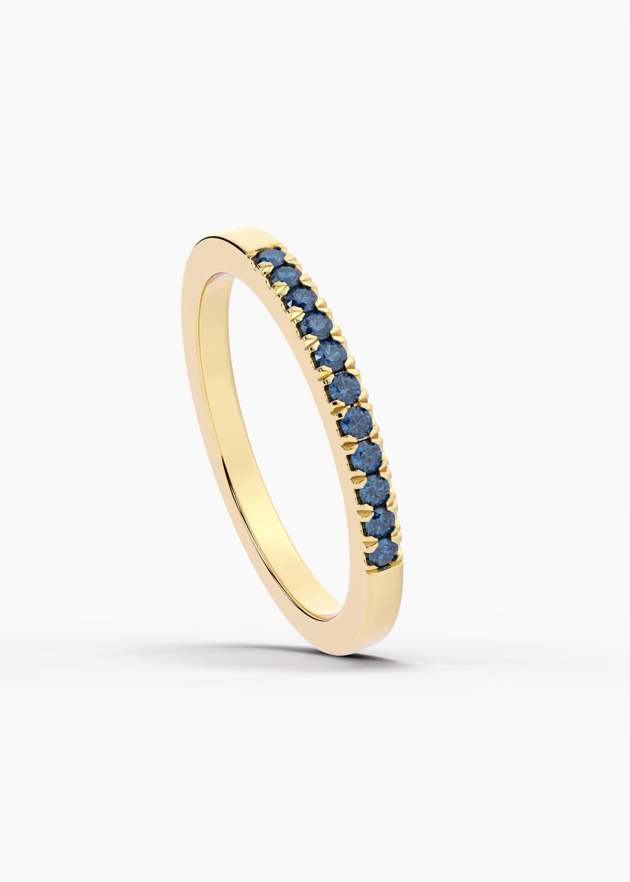 YG: London Blue Topaz: 14k yellow gold London Blue Topaz stackable birthstone ring (view 4)