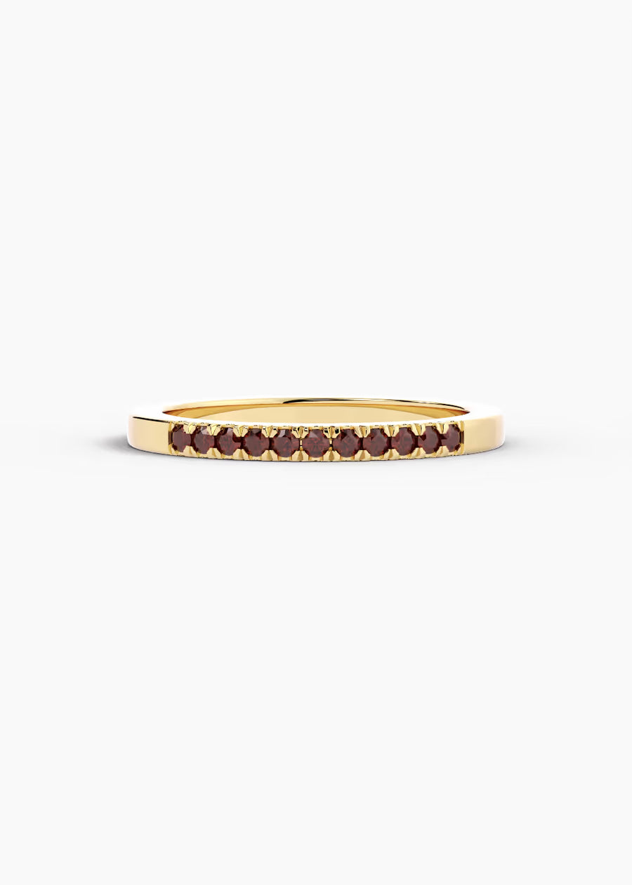 YG: Mozambique Garnet: 14k yellow gold Mozambique Garnet stackable birthstone ring (view 1)