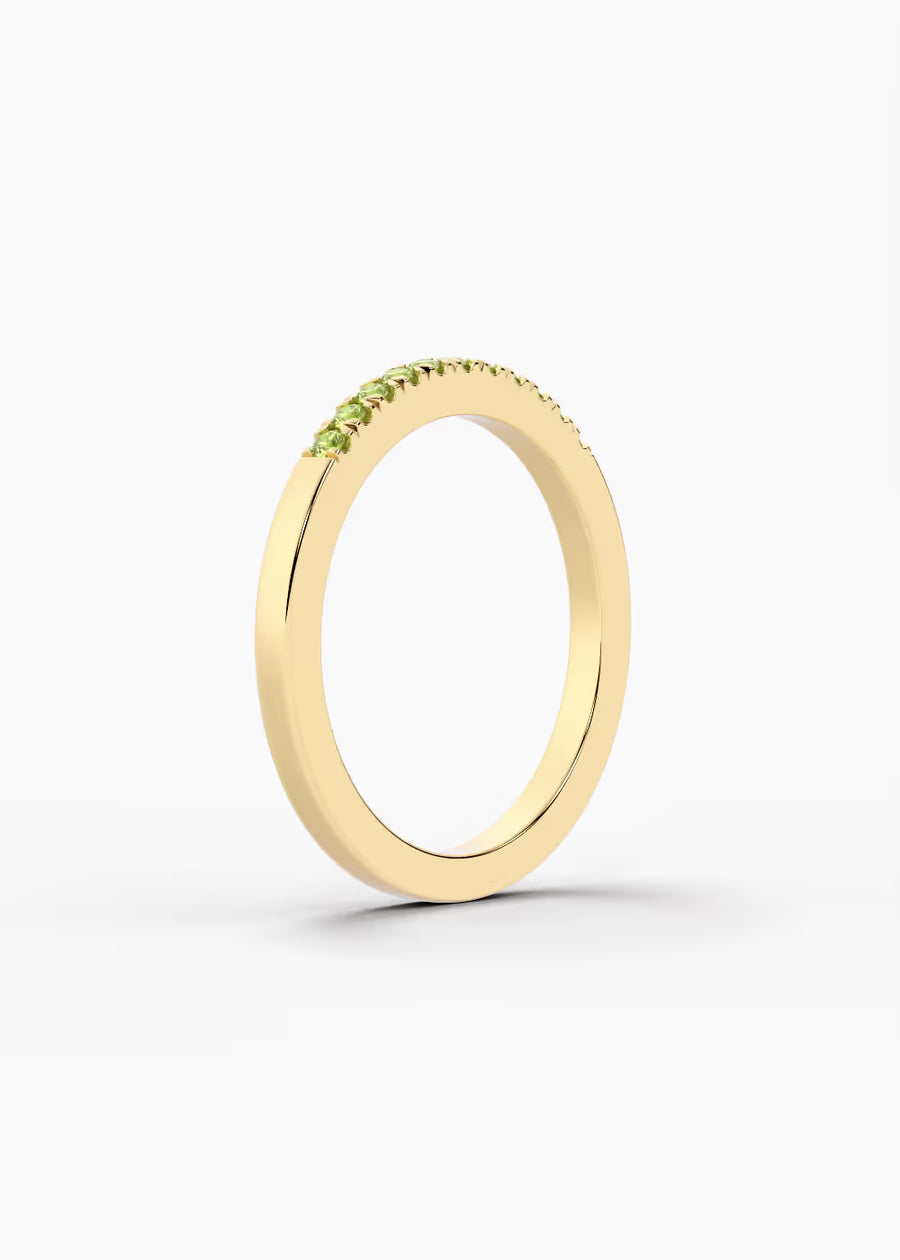 YG: Peridot: 14k yellow gold Peridot stackable birthstone ring (view 2)