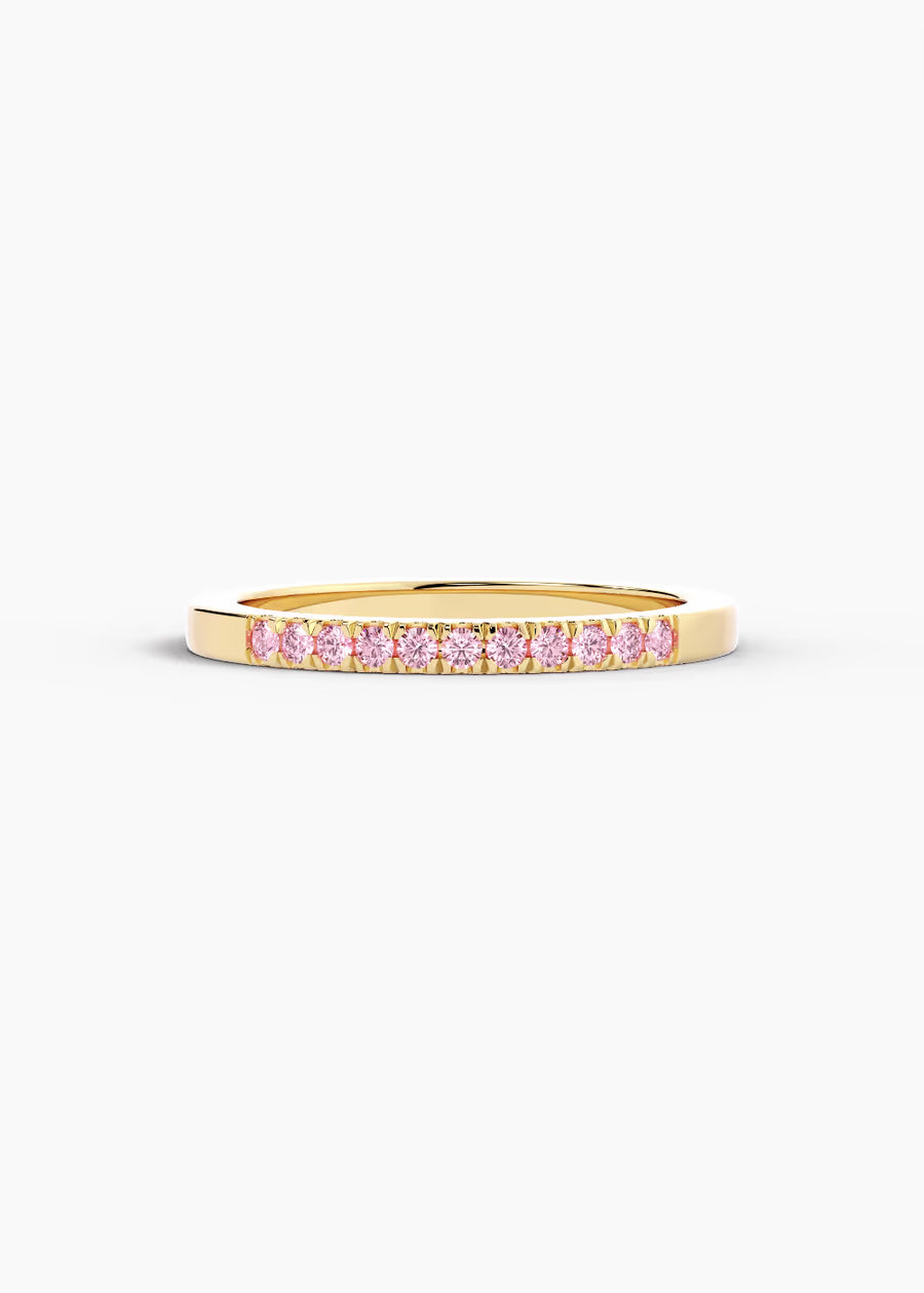 YG: Pink Tourmaline: 14k yellow gold Pink Tourmaline stackable birthstone ring (view 1)