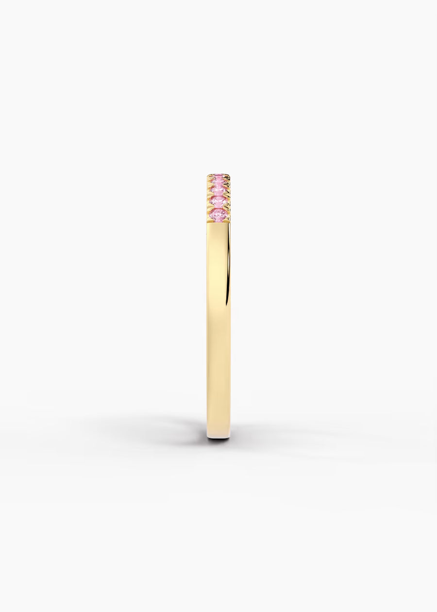 YG: Pink Tourmaline: 14k yellow gold Pink Tourmaline stackable birthstone ring (view 3)