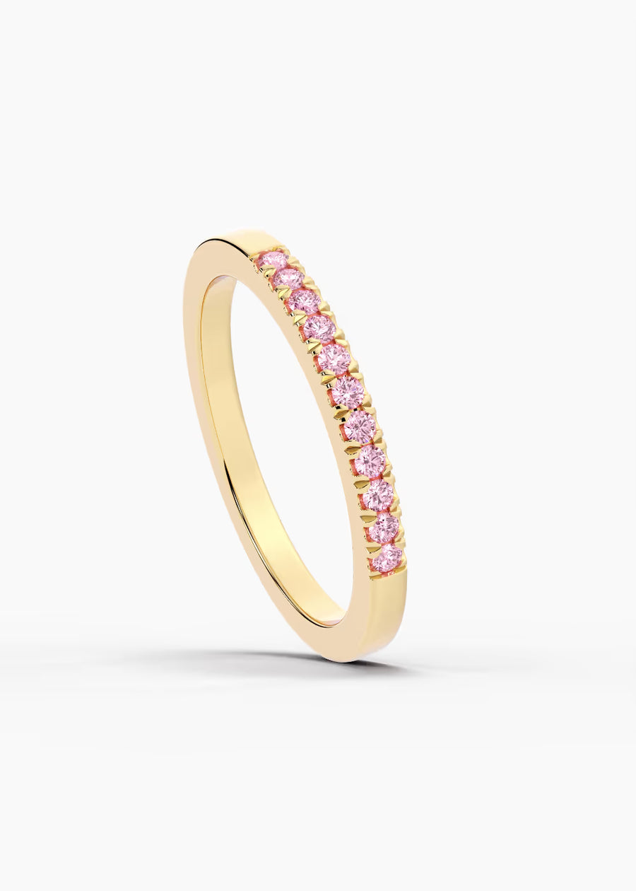 YG: Pink Tourmaline: 14k yellow gold Pink Tourmaline stackable birthstone ring (view 4)
