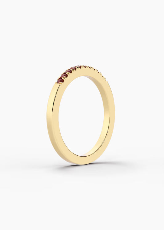 YG: Ruby: 14k yellow gold Ruby stackable birthstone ring (view 2)