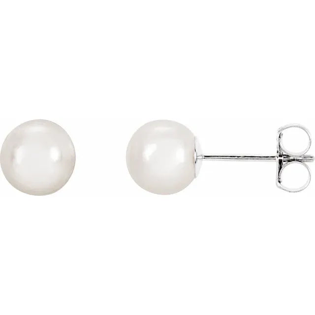 Cultured White Akoya Pearl Earrings