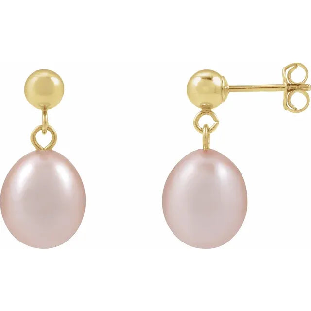 Pink Pearl Dangle Earrings