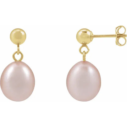 Pink Pearl Dangle Earrings