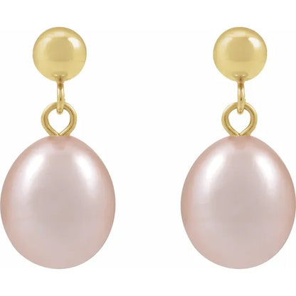 Pink Pearl Dangle Earrings