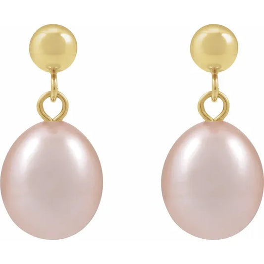 Pink Pearl Dangle Earrings