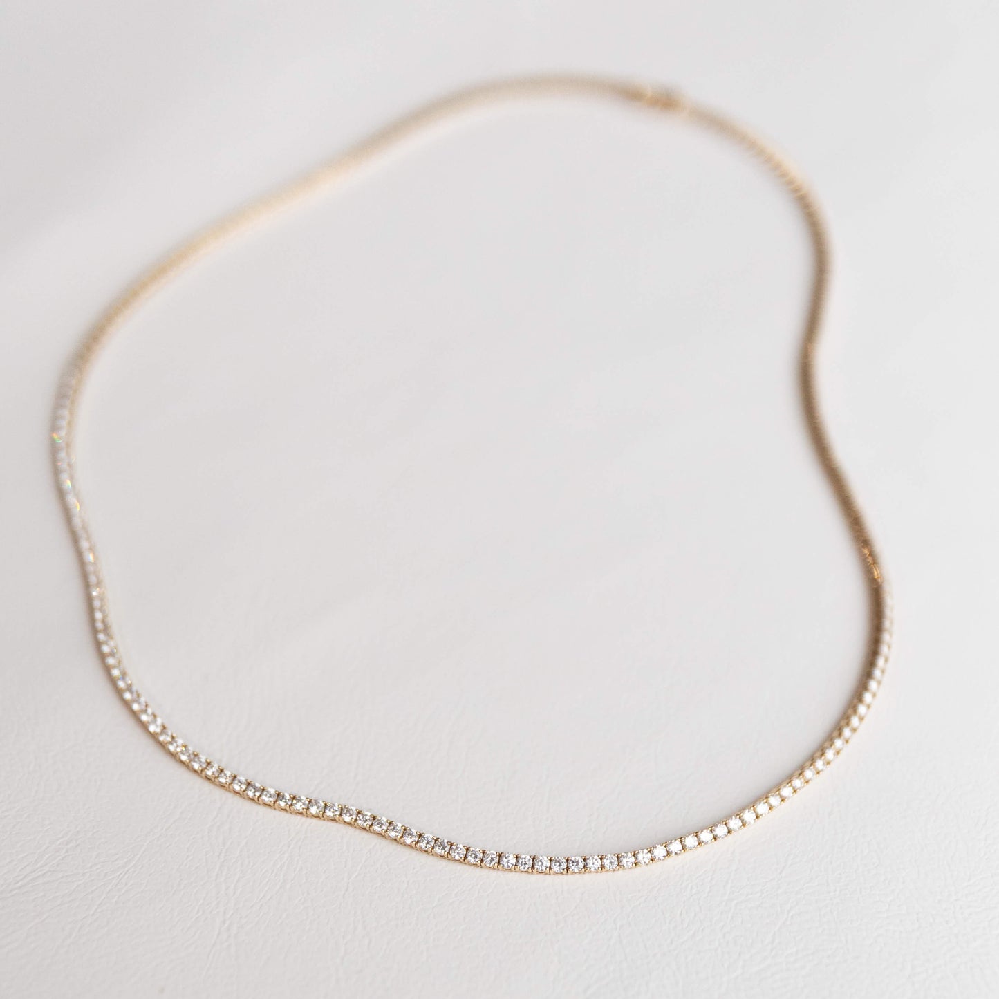 yellow gold lab grown diamond tennis necklace 6 carats