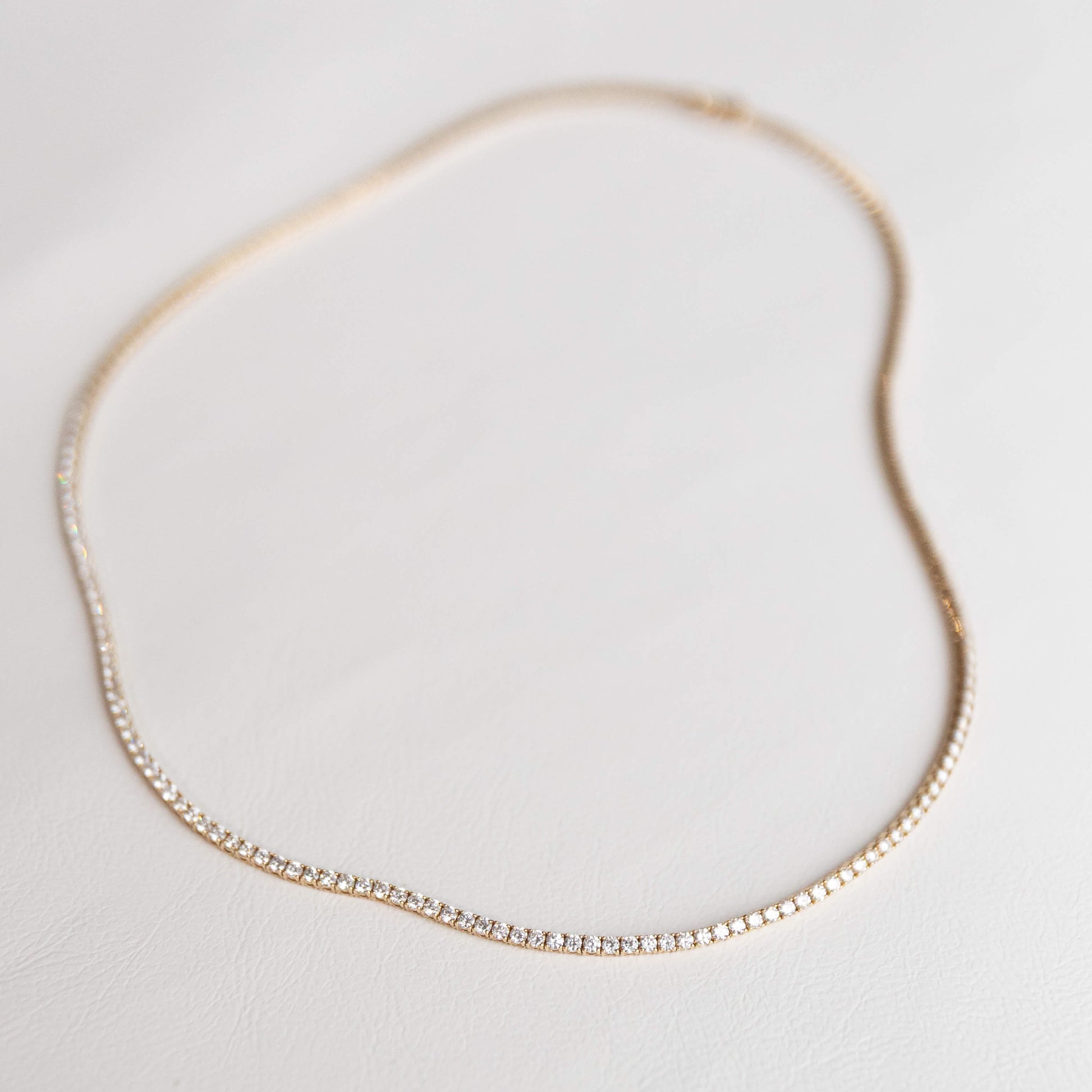yellow gold lab grown diamond tennis necklace 6 carats
