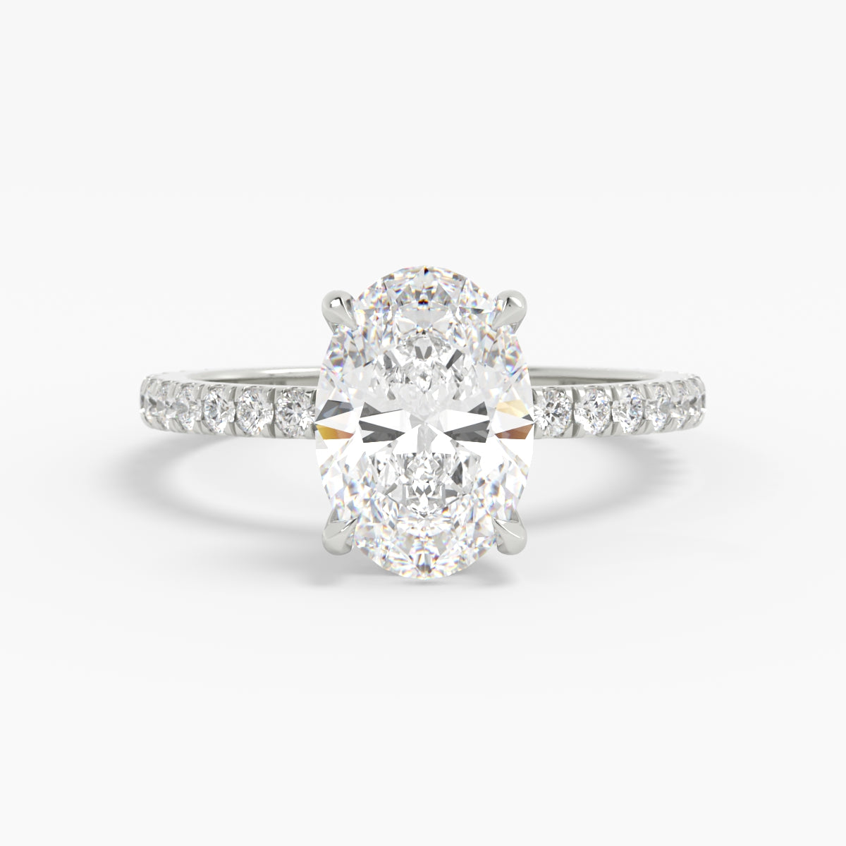 Shown with 2ct (10x7mm) Moissanite