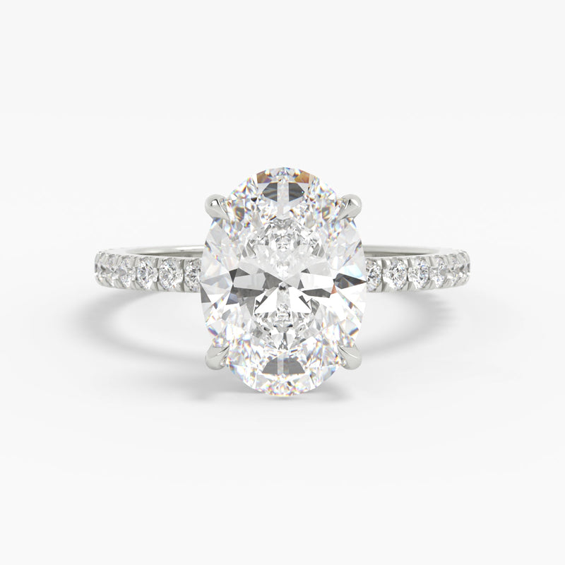 Shown with 3ct (11x8mm) Moissanite