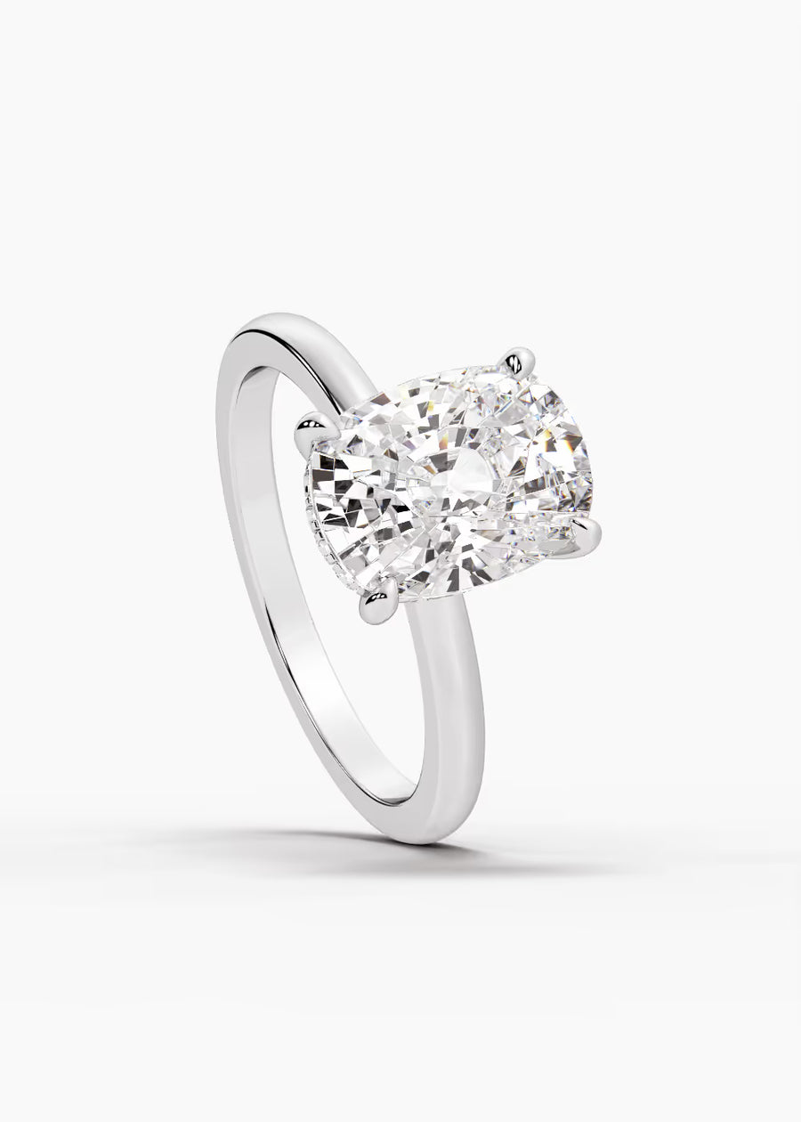 WG: The Aura · Elongated Cushion — white gold view 4
