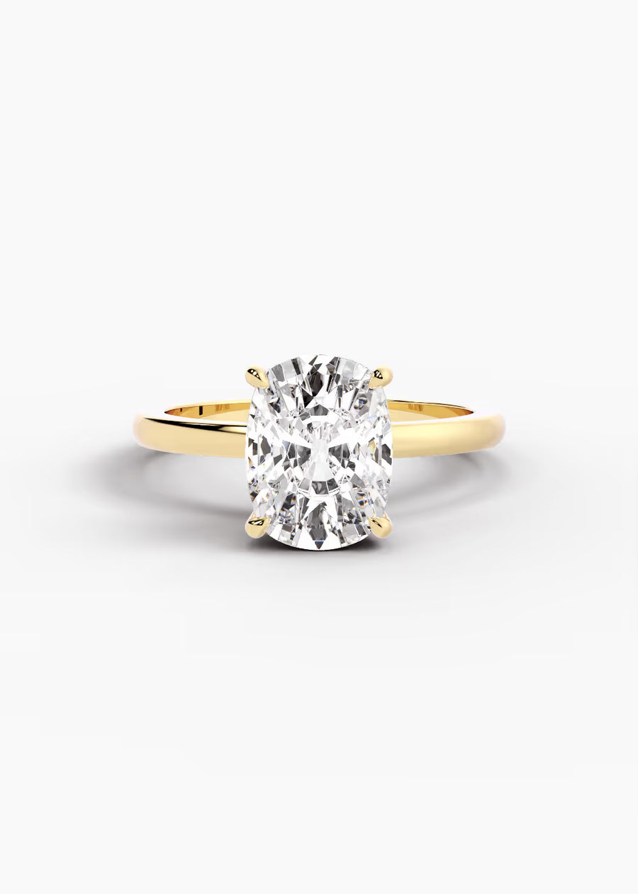 YG: The Aura · Elongated Cushion — yellow gold view 1