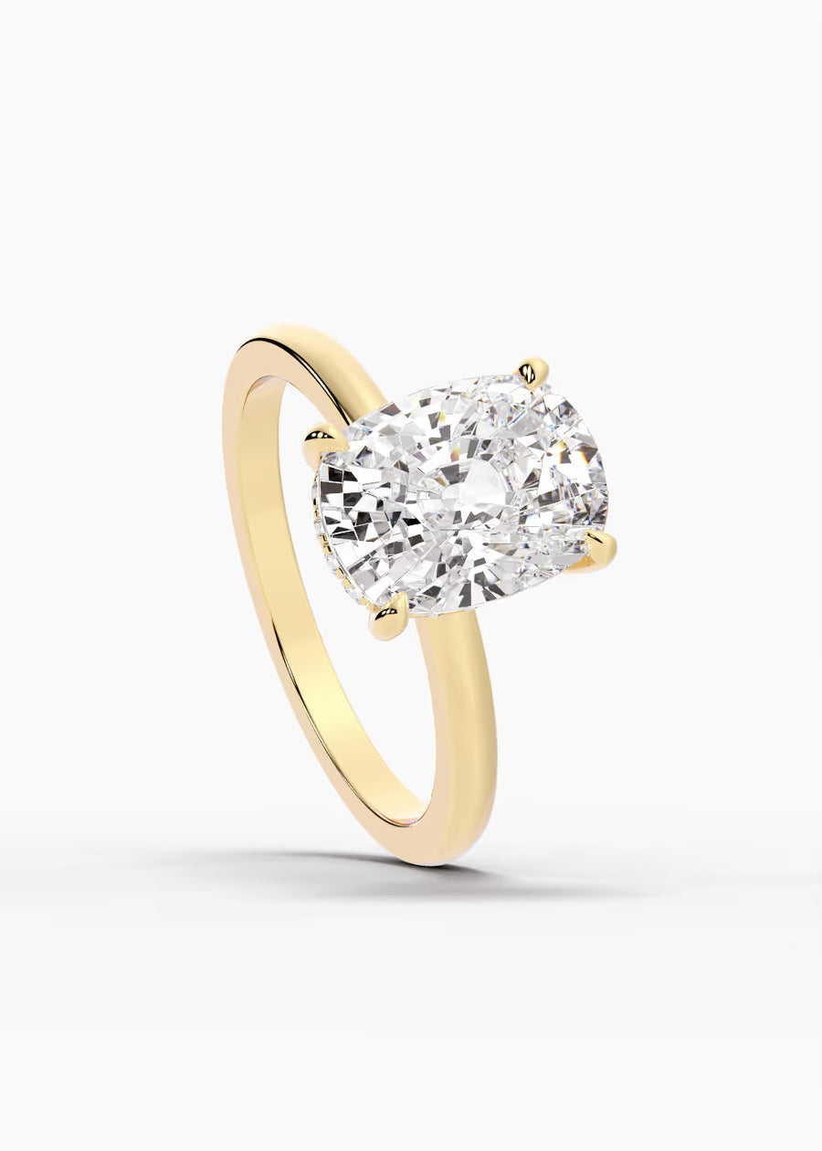 YG: The Aura · Elongated Cushion — yellow gold view 4
